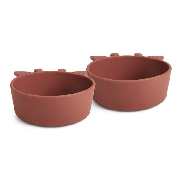 Alex siliconen diep bord 2-pack Giraf - Mahonie