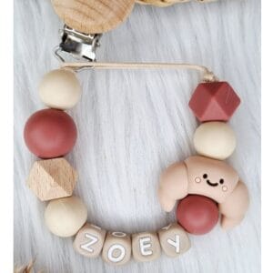 Speenkoord met naam Croissant, beige