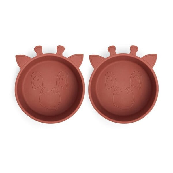 Alex siliconen diep bord 2-pack Giraf – Mahonie