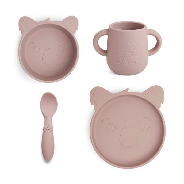 Lykke siliconen dinerset 4-pack koala (oudroze)