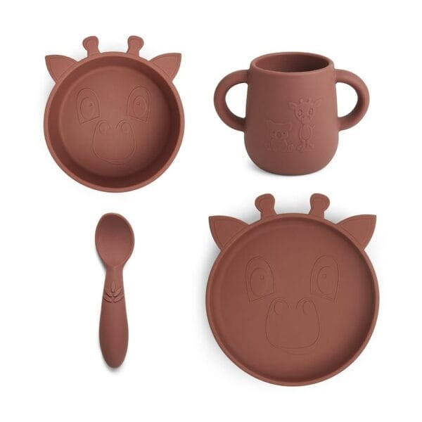 Lykke siliconen dinerset 4-pack Giraffe