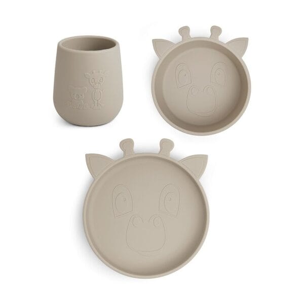 Judi siliconen dinerset 3-pack Giraf - Kasseien