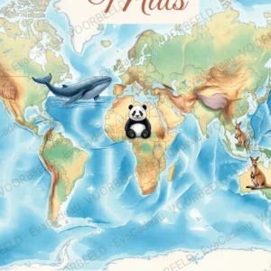Wereldkaart met dieren